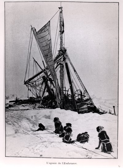 The Agony of The Endurance, from Expedition to the South Pole by Ernest Shackleton (1874-1922) 1914-1917 by French Photographer